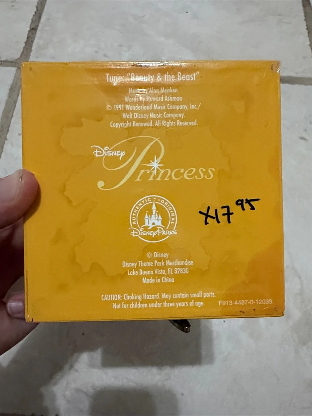 🌸 5/$20 DEAL Disney Belle Decorative Jewelry Box - Yellow Gold with Red Rose